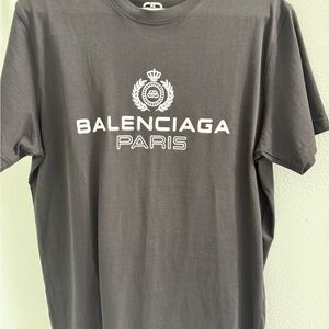 Balenciaga Charcoal Tee with White Logo